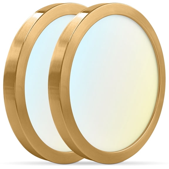 Luxrite 7 Inch LED Flush Mount Ceiling Light, 15W 1000LM, 5CCT 2700K-5000K, Dimmable - Brass 2-Pack
