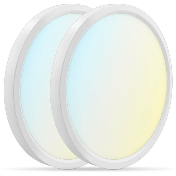 Luxrite 7 Inch LED Flush Mount Ceiling Light, 15W 1000LM, 5CCT 2700K-5000K, Dimmable, ETL 2-Pack