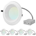 thumbnail image 1 of Luxrite 8 inch Commercial LED Recessed Light with J-Box, 25/29/33W, 4 Color Selectable, 2400/2700/3000 Lumens, Dimmable, Wet Rated 4-Pack, 1 of 8