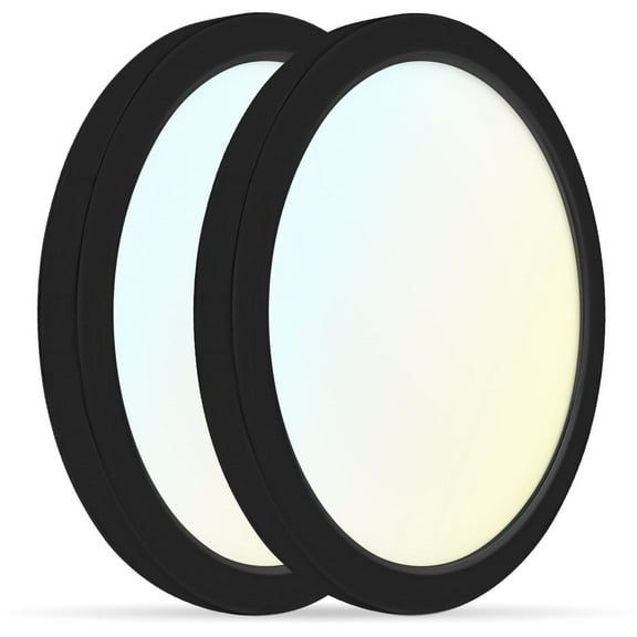 Luxrite 9 Inch LED Flush Mount Ceiling Light, 18W 1250LM, 5CCT 2700K-5000K, Dimmable - Black 2-Pack