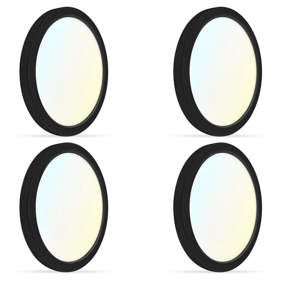 Luxrite 9 Inch LED Flush Mount Ceiling Light, 18W 1250LM, 5CCT 2700K-5000K, Dimmable - Black 4-Pack