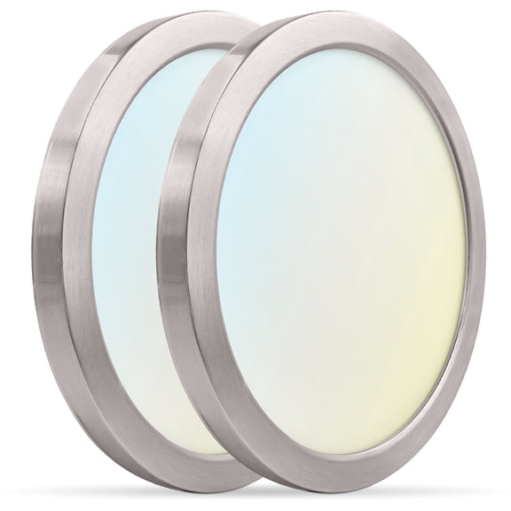 Luxrite 9 Inch LED Flush Mount Ceiling Light, 18W 1250LM, 5CCT, Dimmable, ETL, Brushed Nickel 2-Pack