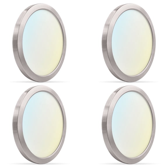 Luxrite 9 Inch LED Flush Mount Ceiling Light, 18W 1250LM, 5CCT, Dimmable, ETL, Brushed Nickel 4-Pack