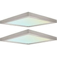 thumbnail image 1 of Luxrite 9 inch Square LED Flush Mount 18W 3 Color Selectable 1200 Lumens Dimmable Damp Rated Nickel 2-Pack, 1 of 7