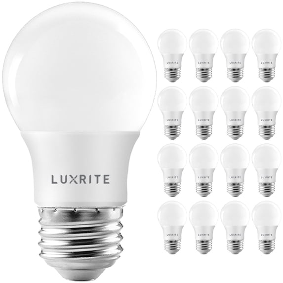 Luxrite A15 LED Dimmable Light Bulb 7W (40W Equivalent) 2700K Warm White, 600 Lumens, E26, 16 Pack