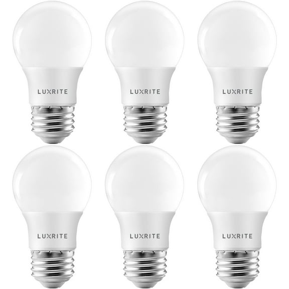 Luxrite A15 LED Dimmable Light Bulb 7W (40W Equivalent) 2700K Warm White, 600 Lumens, E26, 6 Pack