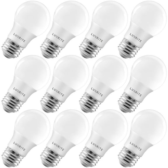 Luxrite A15 LED Dimmable Light Bulb 7W (40W Equivalent) 4000K Cool White, 600 Lumens, E26, 12 Pack