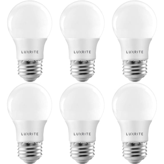 Luxrite A15 LED Dimmable Light Bulb 7W (40W Equivalent) 5000K Bright White, 600 Lumens, E26, 6 Pack