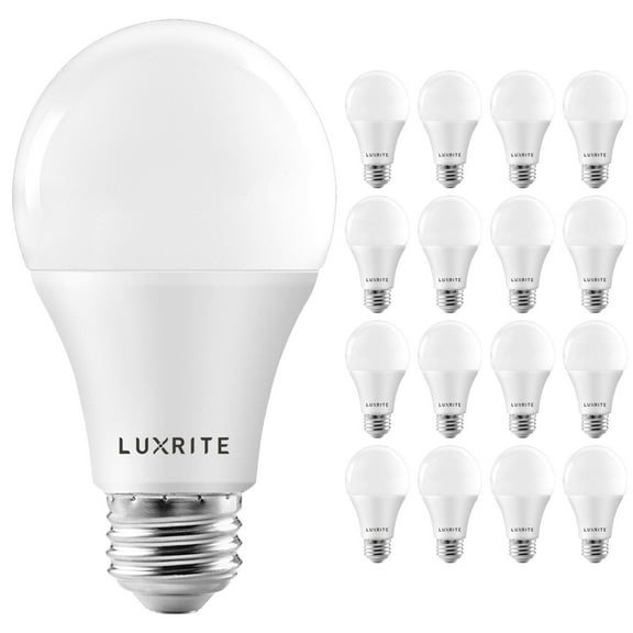 Luxrite A19 Dimmable LED Light Bulbs 15W=100W Equivalent 4000K Cool White, 1600 Lumens, E26, 16-Pack