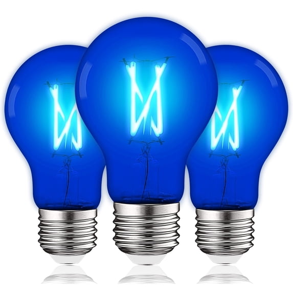 Luxrite A19 Edison LED Blue Light Bulb 4.5W=60W E26 Base Indoor Outdoor Decoration Party Holiday Lighting 3 Pack