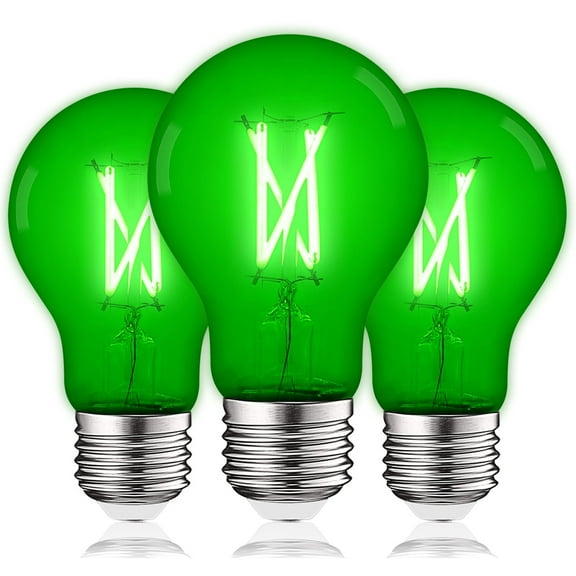 Luxrite A19 Edison LED Green Light Bulb 4.5W=60W E26 Base Indoor Outdoor Decoration Party Holiday Lighting 3 Pack