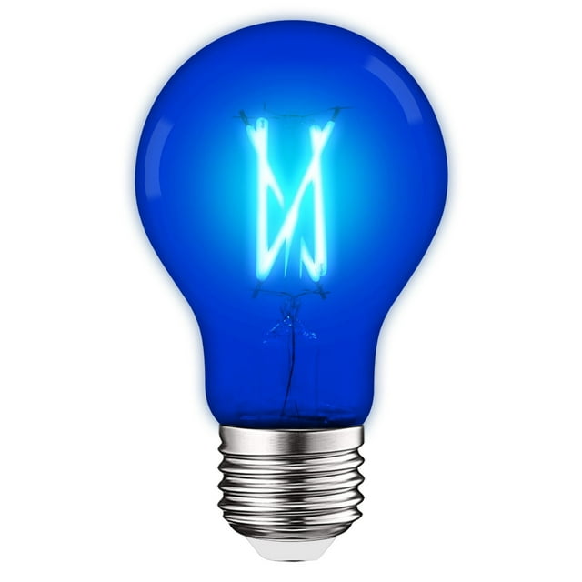 Luxrite A19 Edison LED Light Bulb, 4.5W=60W Colored Glass Filament, UL Listed, E26 Base, Indoor Outdoor Blue