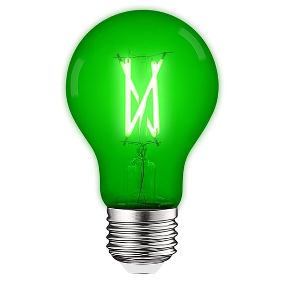 Luxrite A19 Edison LED Light Bulb, 4.5W=60W Colored Glass Filament, UL Listed, E26 Base, Indoor Outdoor Green