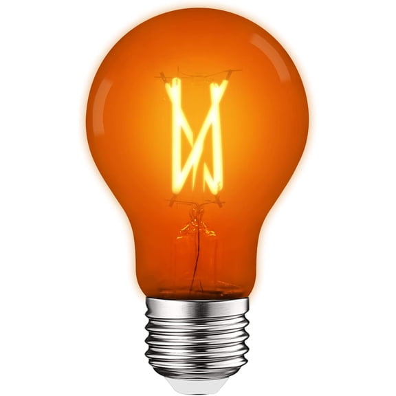 Luxrite A19 Edison LED Light Bulb, 4.5W=60W Colored Glass Filament, UL Listed, E26 Base, Indoor Outdoor Orange