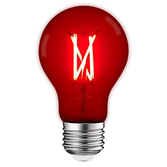Luxrite A19 Edison LED Light Bulb, 4.5W=60W Colored Glass Filament, UL Listed, E26 Base, Indoor Outdoor Red