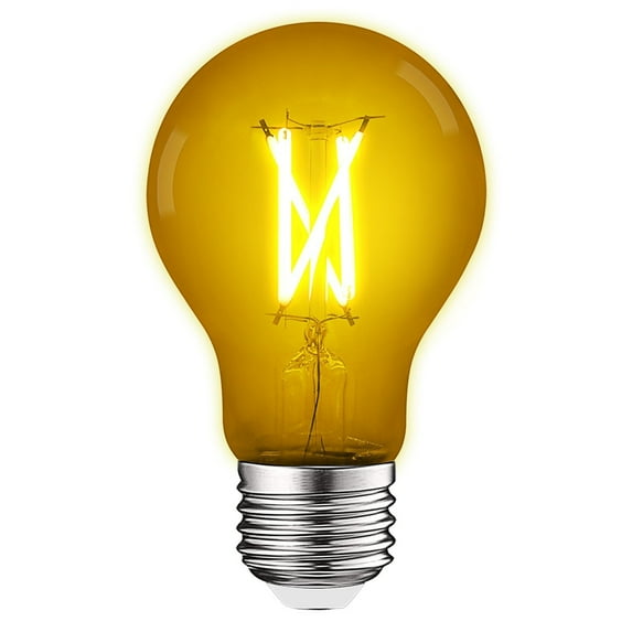 Luxrite A19 Edison LED Light Bulb, 4.5W=60W Colored Glass Filament, UL Listed, E26 Base, Indoor Outdoor Yellow
