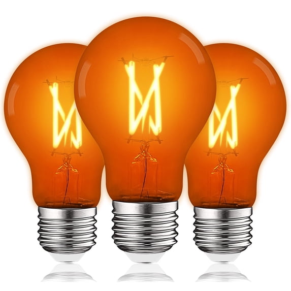 Luxrite A19 Edison LED Orange Light Bulb 4.5W=60W E26 Base Indoor Outdoor Decoration Party Holiday Lighting 3 Pack