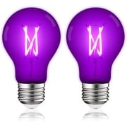 Luxrite A19 Edison LED Purple Light Bulbs 4.5W=60W E26 Base Indoor Outdoor Decoration Party Holiday Lighting 2 Pack