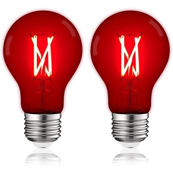 Luxrite A19 Edison LED Red Light Bulbs 4.5W=60W E26 Base Indoor Outdoor Decoration Party Holiday Lighting 2 Pack