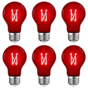 Luxrite A19 Edison LED Red Light Bulbs 4.5W=60W E26 Base Indoor Outdoor Decoration Party Holiday Lighting 6 Pack