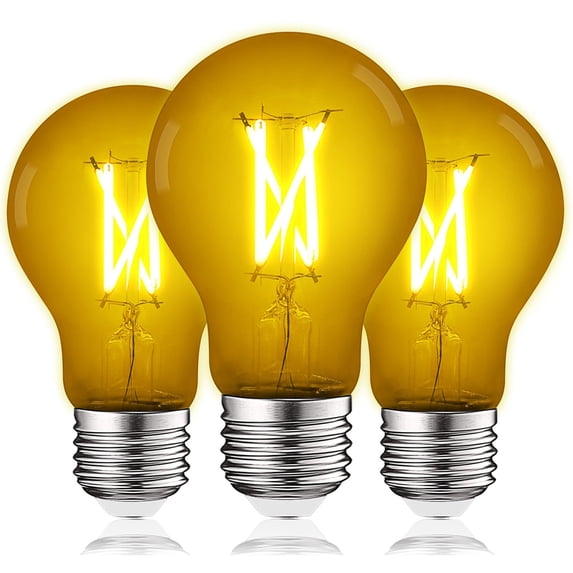 Luxrite A19 Edison LED Yellow Light Bulbs 4.5W=60W E26 Base Indoor Outdoor Decoration Party Holiday Lighting 3 Pack