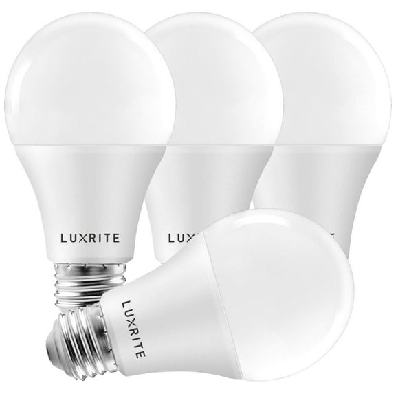 Luxrite A19 LED Dimmable Light Bulbs 15W=100 Watt Equivalent 3000K Soft White, 1600 Lumens, E26, 4-Pack