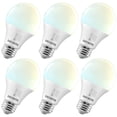 thumbnail image 1 of Luxrite A19 LED Light Bulb 60 Watt Equivalent CRI90 5CCT Dimmable 800LM 9W E26 Base ETL 6 Pack, 1 of 7
