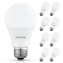 Luxrite A19 LED Light Bulb 60 Watt Equivalent, Non-Dimmable, 2700K Warm White, 800LM, Standard LED Light Bulbs 8W, E26 Base, Enclosed Fixture Rated, Damp Rated, ETL Listed 8 Pack