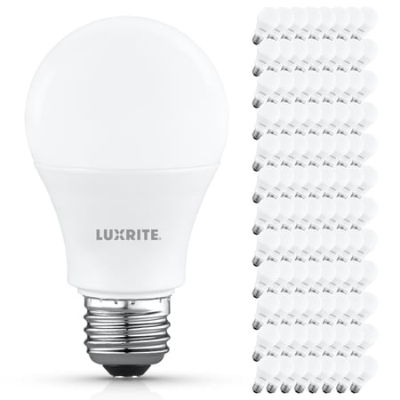 Luxrite A19 LED Light Bulb 9.5W=75W 2700K 1100 Lumens Non-Dimmable E26 Base Enclosed Fixture Rated Damp Rated ETL 96-Pack