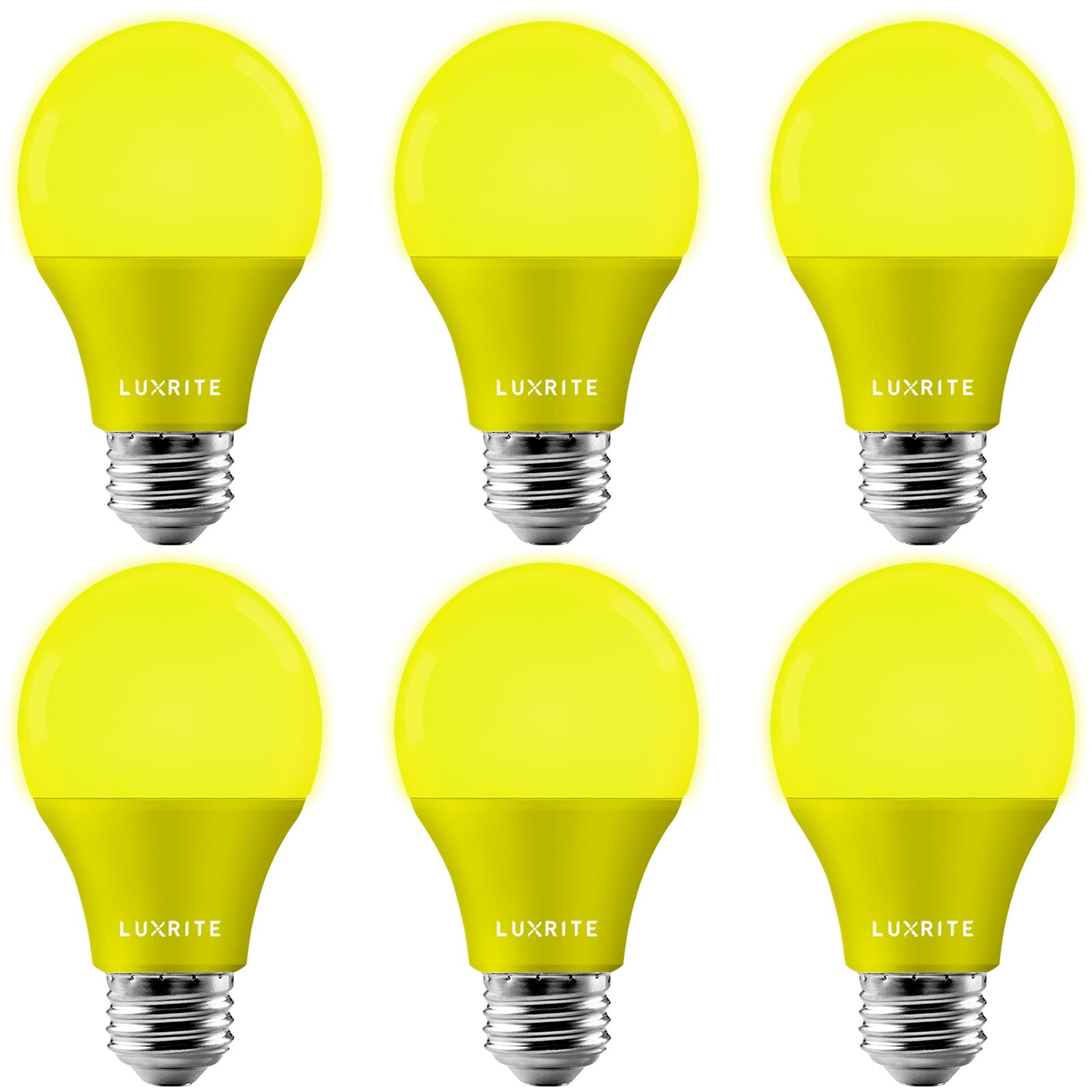 Luxrite A19 LED Yellow Light Bulbs 60W Equivalent NonDimmable UL