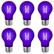 Luxrite A19 UV LED Black Light Bulb 6W Enclosed Fixture Rated E26 6-Pack