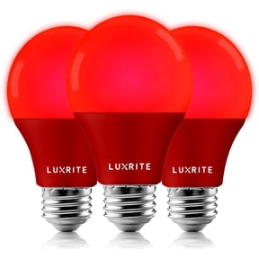 Luxrite A19 Yellow LED Bug Light Bulbs 8W Non-Dimmable UL Listed E26 Indoor Outdoor Porch Deck Home Lighting 3 Pack Red