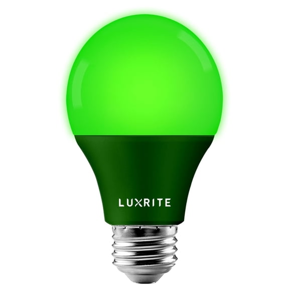 Luxrite A19 Yellow LED Bug Light Bulbs 8W Non-Dimmable UL Listed E26 Indoor Outdoor Porch Deck Home Lighting Green