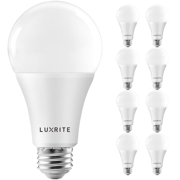 Luxrite A21 Dimmable LED Light Bulbs 22W 150 Watt Equivalent 3000K Soft White, 2550 Lumens, E26, 8-Pack