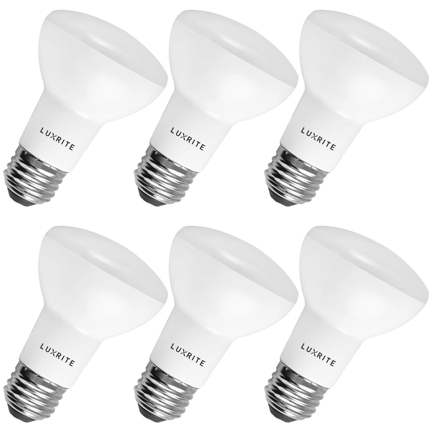 Luxrite BR20 LED Flood Light Bulb, 6.5 Watt, 4000K Cool White, 460 Lumens, Dimmable, E26 Base 6-Pack