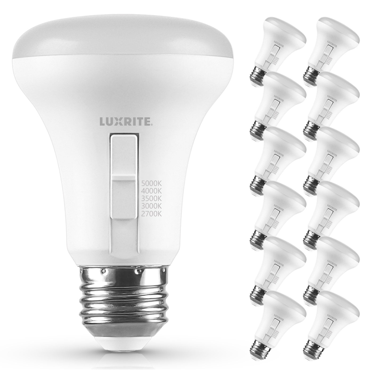 Luxrite BR20 LED Light Bulb 7W=78W 5CCT Dimmable 550 Lumens LED Flood Light Bulb UL Listed E26 Medium Base 12-Pack