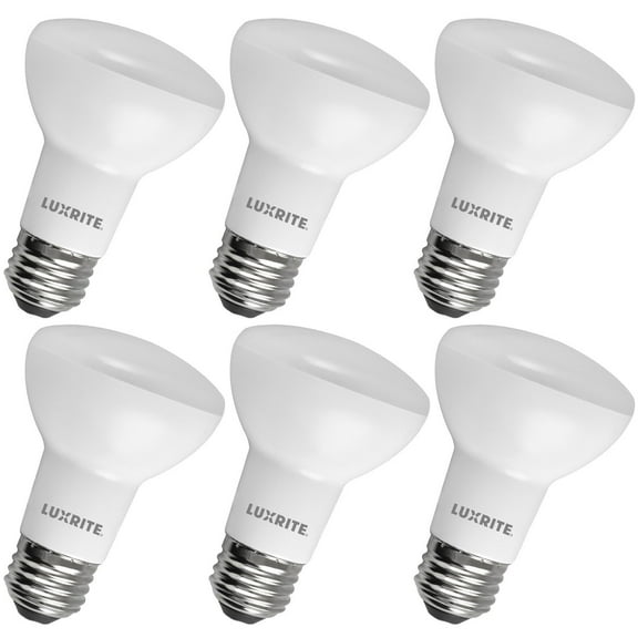 Luxrite BR20 LED Light Bulbs, 6.5W=45W, 3000K Soft White, Dimmable, 1100 Lumens, E26 6 Pack