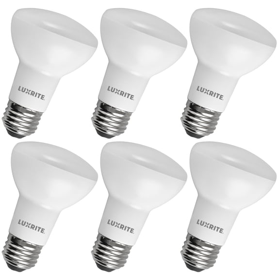 Luxrite BR20 LED Light Bulb, 6.5W=45W, 6500K Daylight, 460LM, Energy Star, Dimmable, Damp Rated, UL, E26 Base 6-Pack