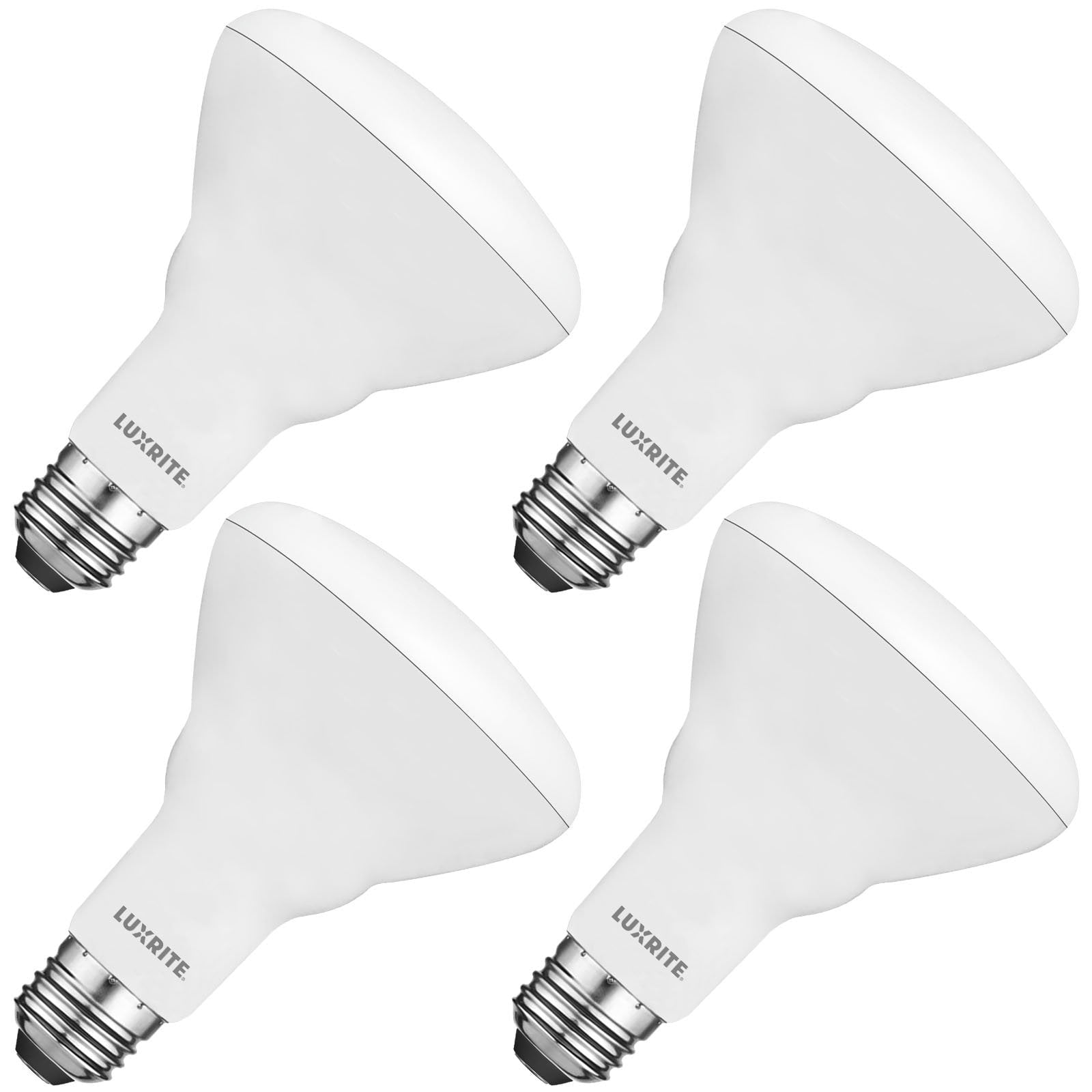 Luxrite BR30 LED Flood Light Bulb, 8.5W=65W, 3000K Soft White, 650 Lumens, Dimmable, Damp Rated, UL, E26 4 Pack