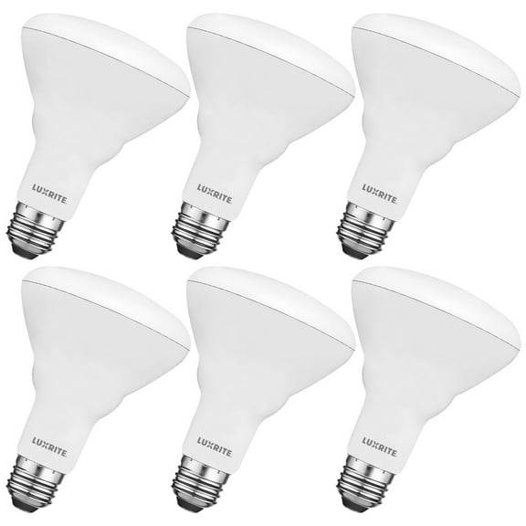 Luxrite BR30 LED Flood Light Bulb, 8.5W=65W, 5000K Bright White, 650 Lumens, Dimmable, Damp Rated, UL, E26 6 Pack