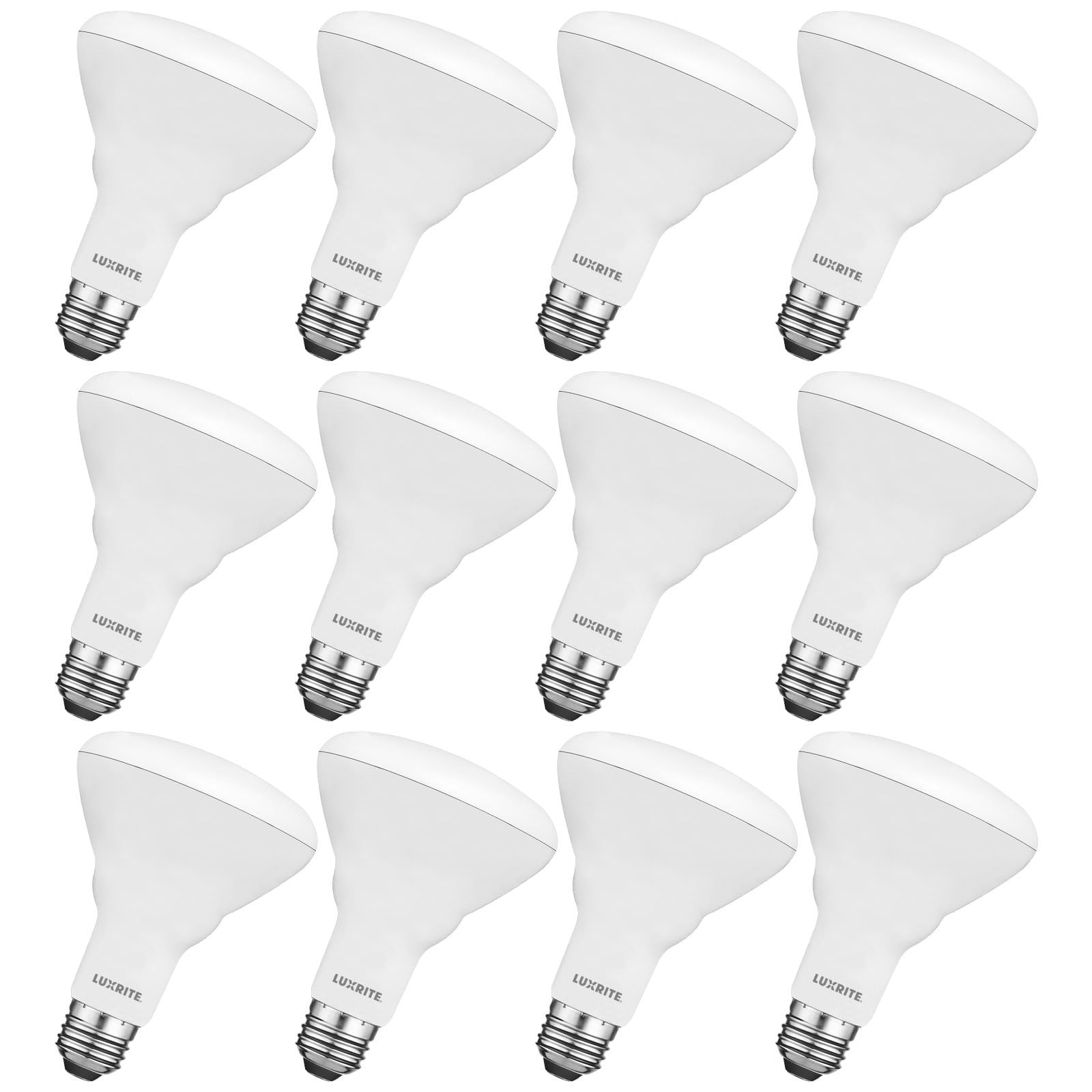 Luxrite BR30 LED Flood Light Bulb, 8.5W=65W, 6500K Daylight White, 650 Lumens, Dimmable, Damp Rated, UL, E26 12 Pack