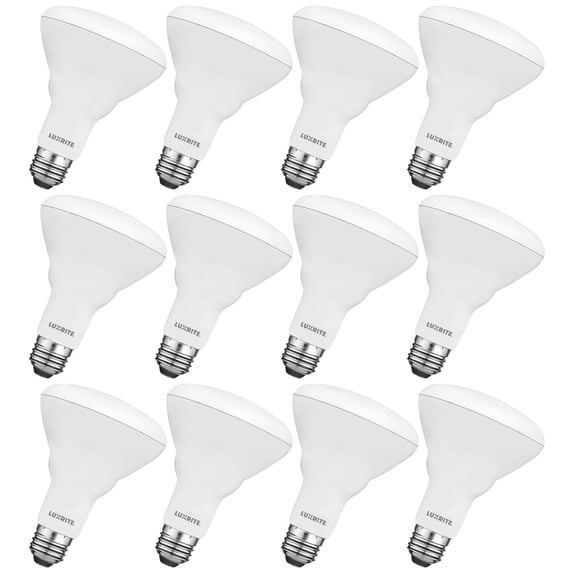 Luxrite BR30 LED Flood Light Bulb, 8.5W=65W, 6500K Daylight White, 650 Lumens, Dimmable, Damp Rated, UL, E26 12 Pack