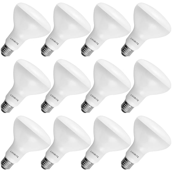 Luxrite BR30 LED Flood Light Bulb, 9W=65W, 3000K Soft White, 650 Lumens, Dimmable, UL Listed, E26 Base 12-Pack