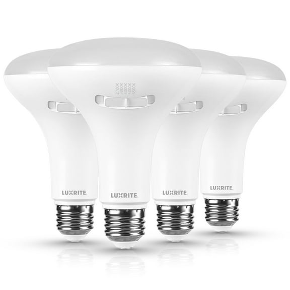 Luxrite BR30 LED Light Bulb 10W=85W 5CCT Dimmable 850 Lumens LED Flood Light Bulb UL Listed E26 Medium Base 4-Pack