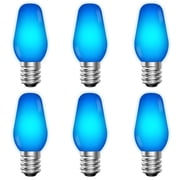 Luxrite C7 LED Blue Replacement Light Bulbs for String Lights 0.5W Colored Bulb Enclosed Fixture Rated UL E12 Indoor Outdoor 6 Pack