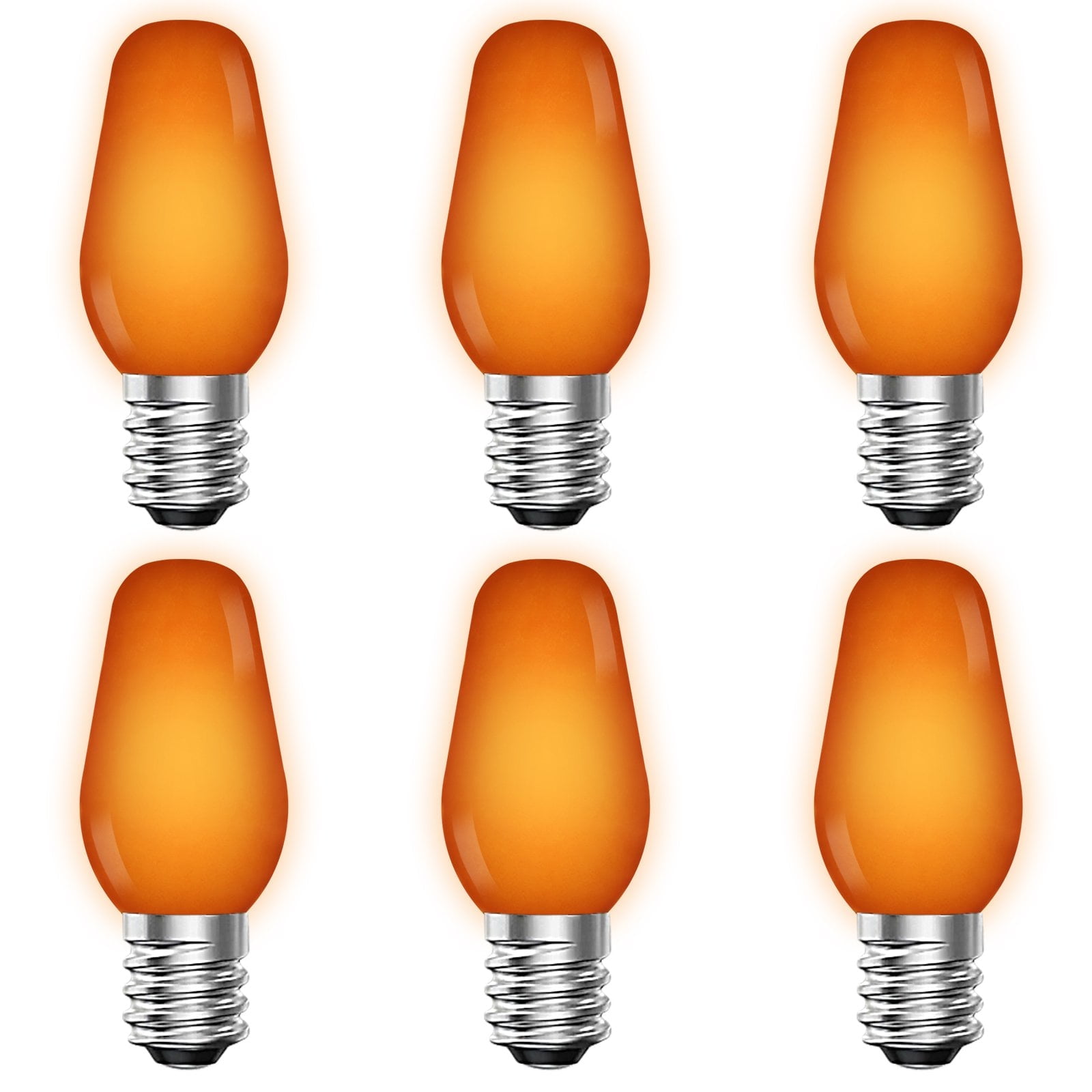 Luxrite C7 LED Orange Replacement Light Bulbs for String Lights 0.5W Colored Bulb Enclosed Fixture Rated UL E12 Indoor Outdoor 6 Pack