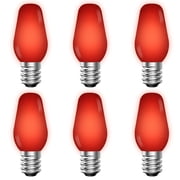 Luxrite C7 LED Red Replacement Light Bulbs for String Lights 0.5W Colored Bulb Enclosed Fixture Rated UL E12 Indoor Outdoor 6 Pack