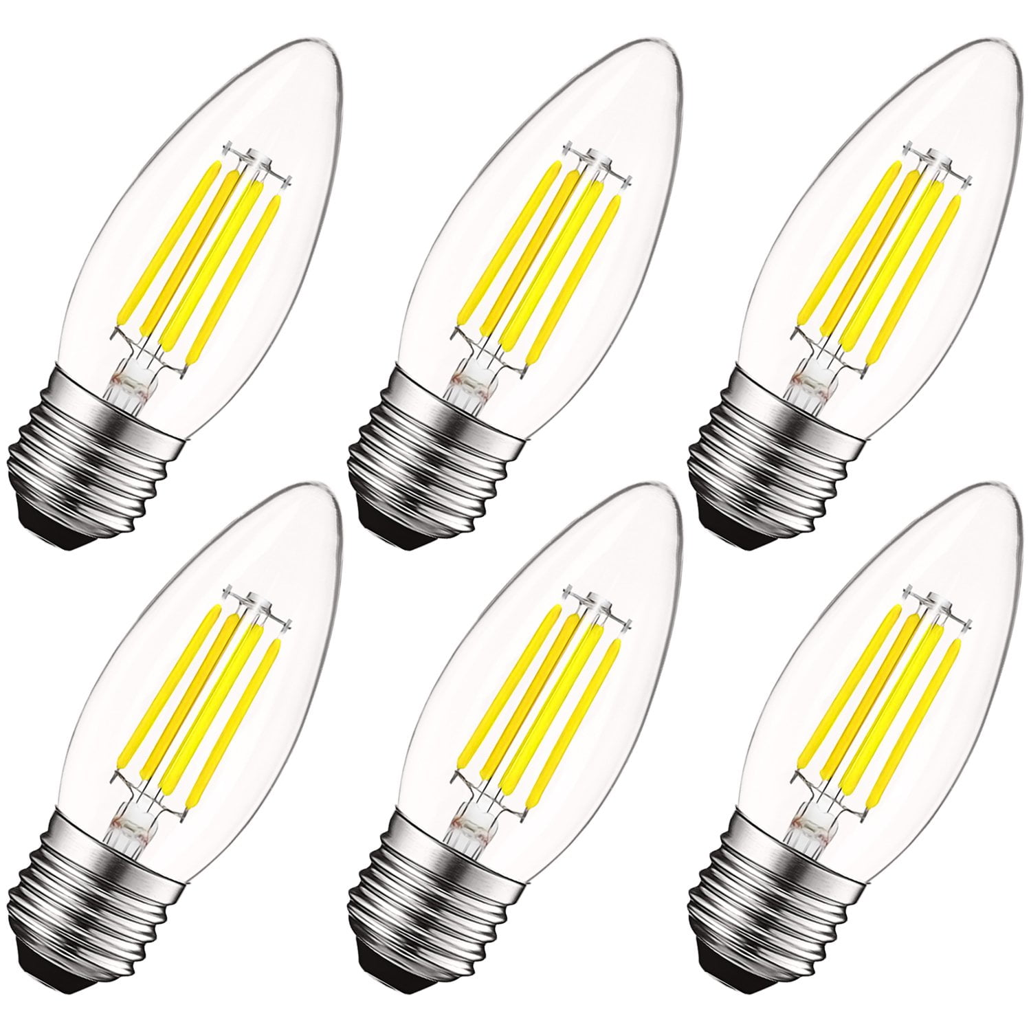 Clear Dimmable LED Edison Light Bulbs, 3.5 in, 6-Pack