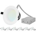 thumbnail image 1 of Luxrite Commercial 4" LED Recessed Lights, 7/9/12W, 4 CCT 3000K-5000K, Dimmable, 600/800/1000LM, Wet Rated 6 Pack, 1 of 8