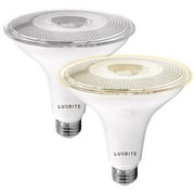 Luxrite Dusk to Dawn PAR38 LED Bulb 3000K Soft White 1250 Lumens Wet Rated Security Spotlight UL Listed E26 2-Pack